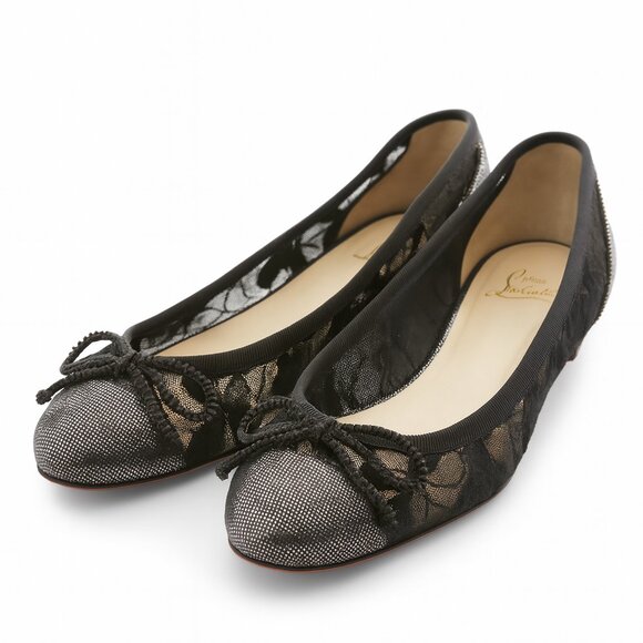 Christian Louboutin Lace Kitten Heel β Black Mesh & Lace β Size 38 - Picture 2 of 10